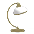 Modern Minimalist Table Lamp With Curved Metal Arm And White Lampshade