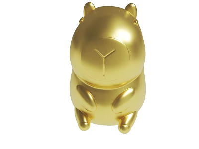 Golden Pig Shaped Piggy Bank With Shiny Surface And Adorable Design 3d model