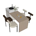 Custom Log Nakajima Table and Chair Bar Table Water Basin Vase 3d model