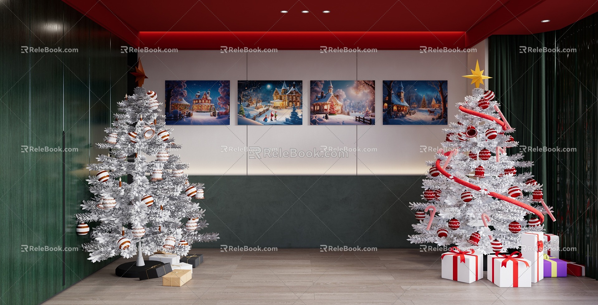 Nordic Style Christmas Decoration Painting Hanging Painting Christmas Tree Christmas Decoration 3d model