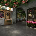 Living Plant Wall Decor In Modern Restaurant Interior With Wooden Elements And Pendant Lights