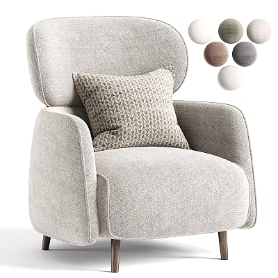 Modern Sofa And Coffee Table Set With Patterned Pillow And Wooden Legs 3d model