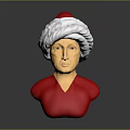 Woman Wearing Red Outfit And White Turban With Red Accent Bust Sculpture