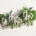 Elegant Floral Display Design With Green Palm Leaves And White Flowers