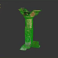 Ancient Carved Stone Pillar With Intricate Designs And Broken Top