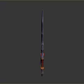 Fantasy Weapon Purple Blade With Red Accents And Ornate Mythical Design