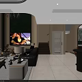 Modern Elegant Living And Dining Room Interior With Sofa Coffee Table TV Wall And Chairs