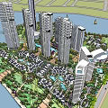 Modern Aerial View Riverside Community Planning Large 3d model