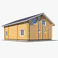 Wooden Detached House Exterior Design With Gabled Roof Porch Balcony And Large Windows