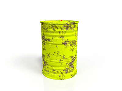 Yellow Industrial Oil Drum Equipment With Rusty Surface And Metal Structure 3d model