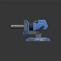 Blue Metal Artillery Weapon With Sturdy Barrel And Mechanical Mount Design