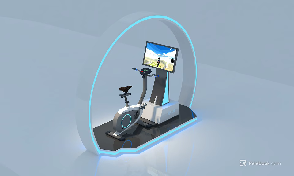 Modern Fitness Exercise Bike With Arched Frame And Digital Screen 3d model 