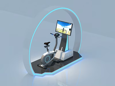 Modern Fitness Exercise Bike With Arched Frame And Digital Screen 3d model