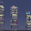 Futuristic Architecture Design Featuring Tall Skyscrapers With Neon Lighting And Digital Screens