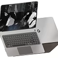 Modern Silver Laptop With Broken Glass Effect Display Black Keyboard And G Logo Device