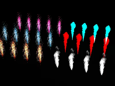Colorful Fireworks Display With Vibrant Red Blue Pink And White Sparks On Black Background 3d model