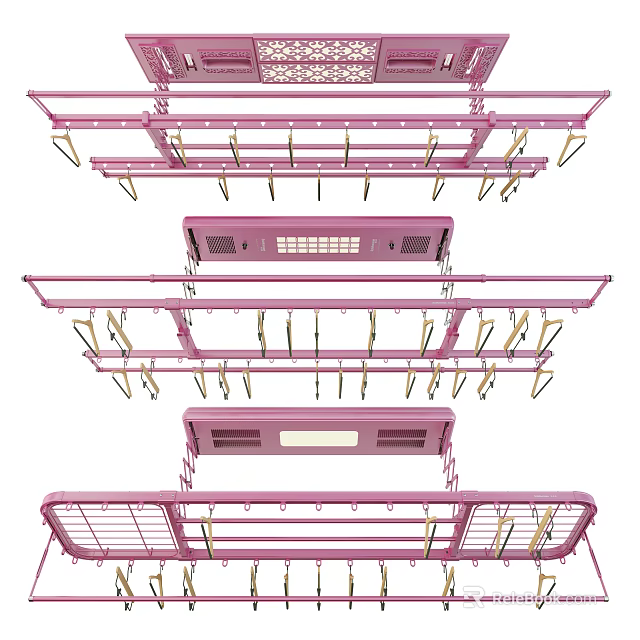 Clothes Drying Racks With Retractable Hooks Grid Shelf And Modern Design 3d model