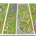 Park Landscape Design With Winding Paths Lush Trees Circular Plazas And Colorful Play Areas