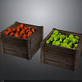 Vibrant Red and Green Fresh Fruits Displayed in Wooden Crates