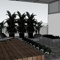 Roof Garden Design with Wooden Deck Palm Plants Outdoor Seating Glass Roof and City View
