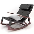 Modern Black Leather Leisure Chair With Wooden Armrests White Cushion And Wooden Base