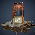 Large Rusty Industrial Tank With Metal Pipes On Concrete Platform In Industrial Setting