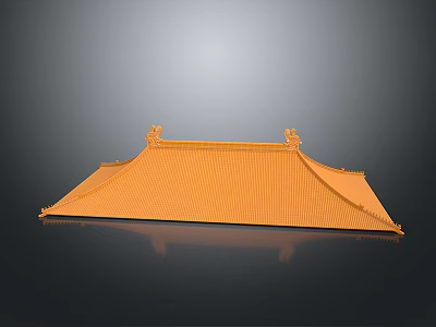 Ancient Chinese Traditional Roof Design With Yellow Glazed Tiles And Ornate Decorative Eaves 3d model