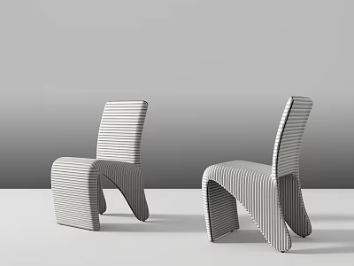 Modern Striped Leisure Chairs With Unique Curved Shape For Interior Decor 3d model