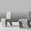 Modern Striped Leisure Chairs With Unique Curved Shape For Interior Decor