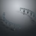 Natural Landscape With Symmetric Curved Metal Structures And Support Pillars Design