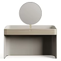 Modern Dressing Table With Round Mirror Wooden Top And Drawer Design