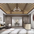 New Chinese Front Desk Nanyang Lobby 3d model