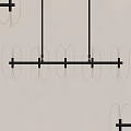 Modern Linear Chandelier With White Rings And Black Metal Frame For Interior Design