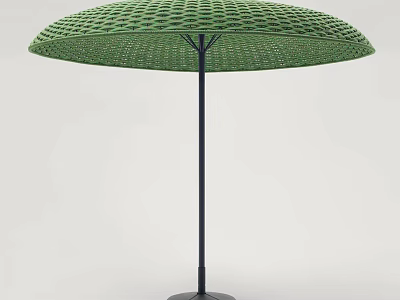 Green Mesh Design Patio Umbrella With Black Frame And Stable Base 3d model
