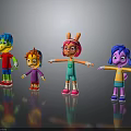 Colorful Cartoon Characters And Animal Creatures With Bunny Ears Glasses Different Hairstyles And Bright Outfits