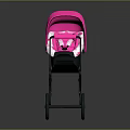 Pink Baby Stroller With Stylish Canopy Black Wheels And Comfortable Seat Design