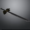 Traditional Decorative Sword Featuring Textured Steel Blade And Ornate Hilt Accents