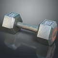 Vintage Metal Dumbbell Fitness Equipment With Textured Surface And Weight Markings
