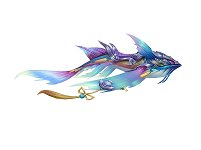 Vibrant Aquatic Fish With Colorful Flowing Fins And Intricate Iridescent Blue Purple Hues 3d model