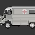 White Citroen Ambulance Model With Open Doors Red Cross Logo And Brown Seats