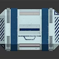 Blue And White Storage Box With Handle Panel And Triangle Symbol Design