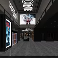 Modern Cinema Interior With Welcome Sign Movie Posters Ticket Machines And Film Reality Dream Slogan
