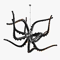 Octopus Shaped Unique Chandelier With Black Tentacles And Orange Accents