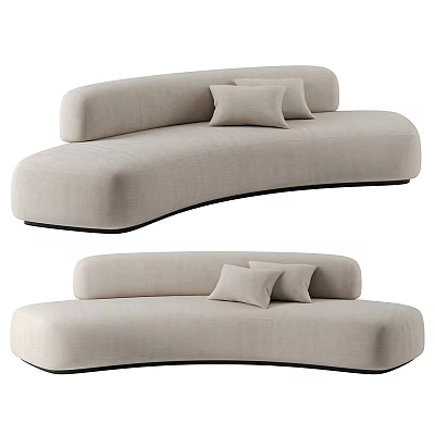 Modern Beige Curved Sectional Sofa With Comfortable Cushions And Stylish Design 3d model