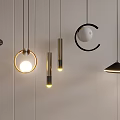 Modern Pendant Lights With Circular Spherical Cylindrical Shapes In Black Gold White