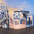 KOALAWANG Kids Friendly Playground With Blue Pink Ferris Wheel And Carousel Structure
