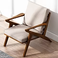 Modern Lounge Chair With Light Gray Upholstery Wooden Armrests And Frame For Minimalist Living Room