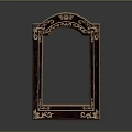 Vintage Wooden Decorative Frame With Arched Top And Carved Gold Accents