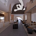 Spacious Front Desk Reception Lobby With Modern Sofas Stylish Chairs And Elegant Decor 3d model