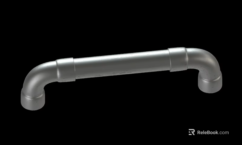 Durable Curved Silver Metal Industrial Pipe With Smooth Surface And Strong Fittings 3d model 